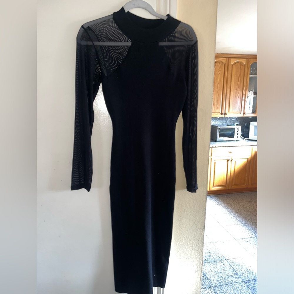 Body on dress with mesh top/sleeves